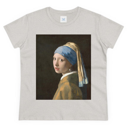 Girl with a Pearl Earring by Johannes Vermeer Women's Midweight Cotton Tee