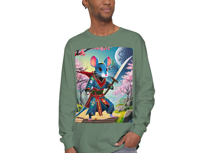 Cyber Samurai Rat Garment-dyed Long Sleeve T-Shirt