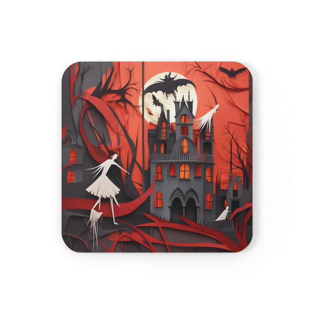 Halloween Night Scene Cork Back Coaster
