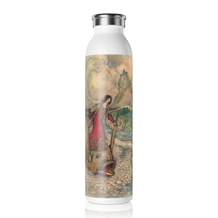 Rita Rides on the Dolphin by Warwick Goble Slim Water Bottle