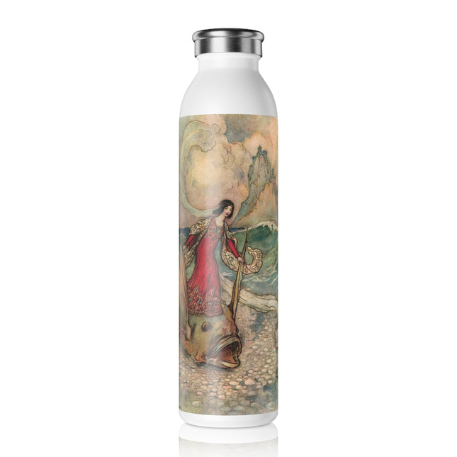 Rita Rides on the Dolphin by Warwick Goble Slim Water Bottle
