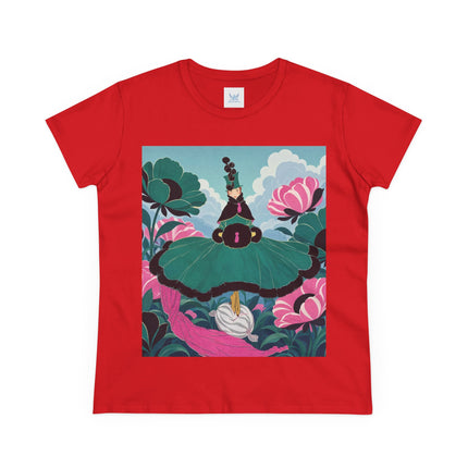 💚🌸 The Emerald Blossom Enchantress Cotton Tee – Art Deco Floral Fantasy