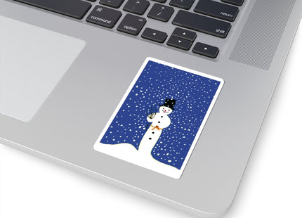 Snowman in Falling Snow Kiss-Cut Stickers (4 Sizes)