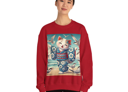 Geisha Kitten by the Seaside Heavy Blend™ Crewneck Sweatshirt