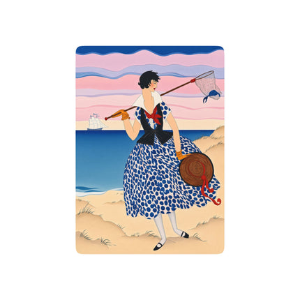 🎣🌊 The Lady Of The Seaside Catch Playing Cards – Art Deco Coastal Adventure