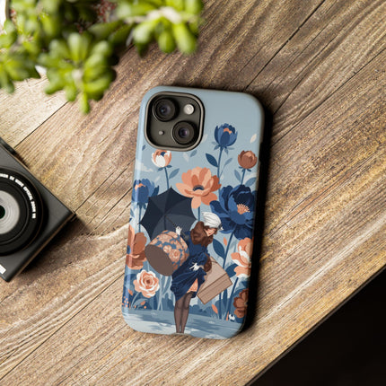☂️🌺 The Lady Of The Traveling Garden Phone Case – Art Deco Floral Adventure