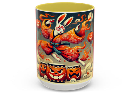 Jack-O’-Lantern Drums & The Kabuki Rabbit Colorful Mugs (11oz, 15oz)