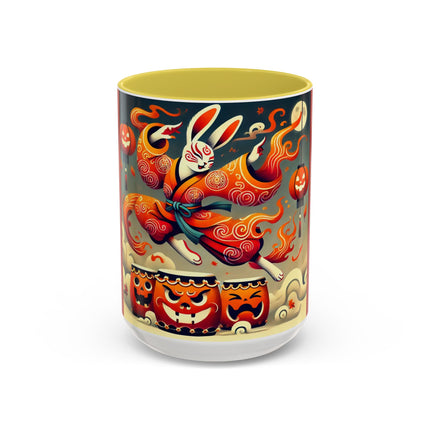 Jack-O’-Lantern Drums & The Kabuki Rabbit Colorful Mugs (11oz, 15oz)