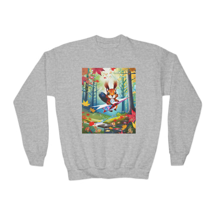 Acorn Aviator Youth Crewneck Sweatshirt – Woodland Flight & Playful Imagination