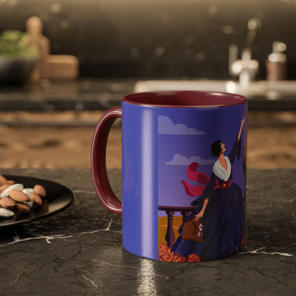 The Dawn Serenade Colorful Mug (11oz, 15oz) – Rooster Beauty, Morning Charm & Art Deco Elegance