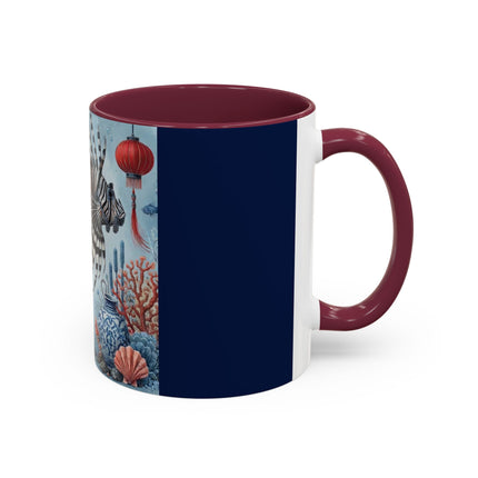 Lionfish & Lantern Colorful Mug – Mystical Ocean & Asian Harmony