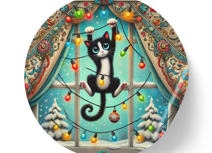 Mischief in Tinselland Round Sticker Label Rolls