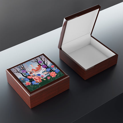 🌸🪽 The Garden Of Little Cupids Jewelry Box – Art Deco Floral Fantasy