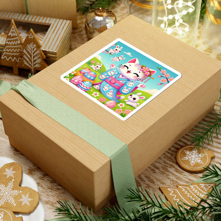 Springtime Kitten’s Easter Joy Kiss-Cut Stickers (4 Sizes)