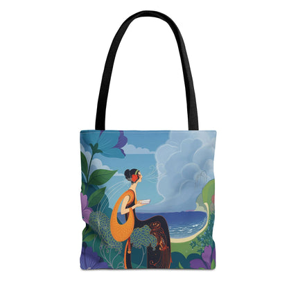 🌊🌺 The Lady Of The Seaside Garden Tote Bag – Art Deco Coastal Fantasy