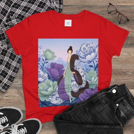 💜🌸 The Lavender Porcelain Garden Cotton Tee – Art Deco Fashion Elegance
