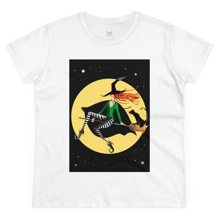 A Witch’s Moonlit Flight Women's Midweight Cotton Tee