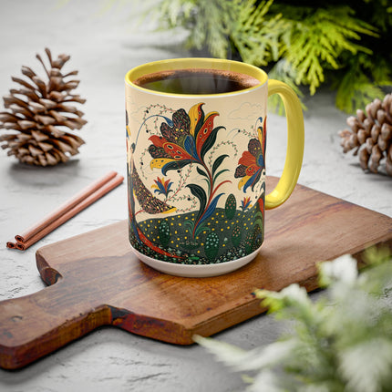 🌺🦋 The Enchanted Floral Voyage Colorful Mug – Art Deco Botanical Whimsy