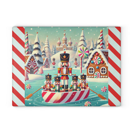 Nutcracker Candy-Striped Adventure Glass Cutting Board