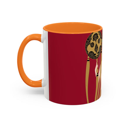 Butterfly Empress of the Crimson Pavilion Colorful Mug (11oz, 15oz) – Art Deco Beauty, Butterfly Elegance & Ornamental Style