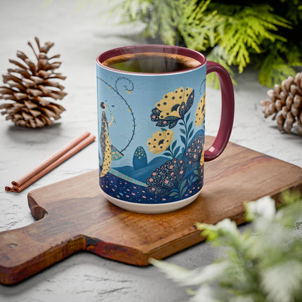 🌼🦋 The Enchanted Butterfly Garden Promenade Colorful Mug – Art Deco Floral Whimsy