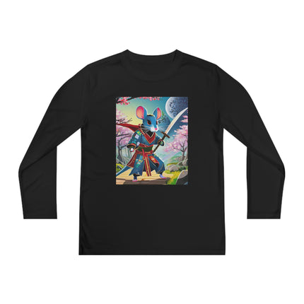 Cyber Samurai Rat Youth Long Sleeve Competitor Tee – Neon Warriors & Futuristic Adventure