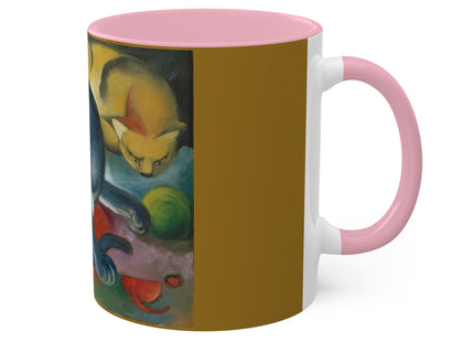 Two Cats, Blue and Yellow by Franz Marc Colorful Mugs, 11oz
