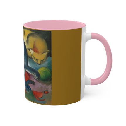 Two Cats, Blue and Yellow by Franz Marc Colorful Mugs, 11oz