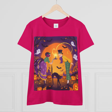 🎃🕯️ The Midnight Halloween Greeting Cotton Tee – Vintage Halloween Charm