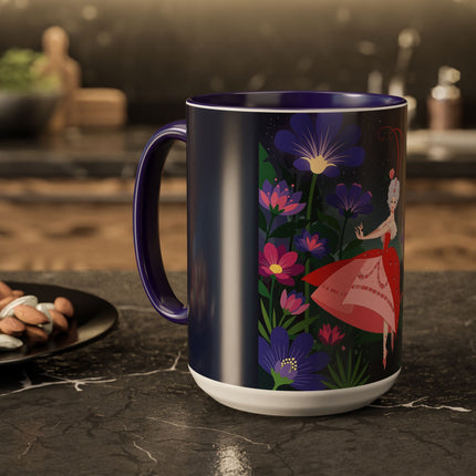 Moonlight Waltz Among The Blossoms Colorful Mugs – Art Deco Floral Enchantment