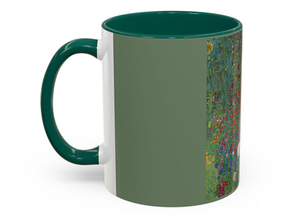 Farm Garden with Sunflowers by Gustav Klimt Colorful Mugs (11oz, 15oz)