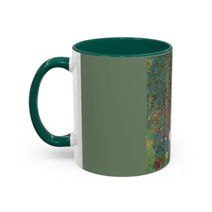 Farm Garden with Sunflowers by Gustav Klimt Colorful Mugs (11oz, 15oz)