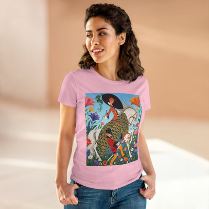🐎🌸 The Enchanted Garden Riders Cotton Tee – Art Deco Equestrian Whimsy