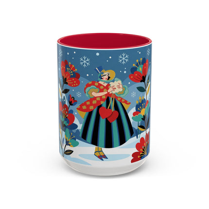 ❤️❄️ The Winter Heart Messenger Colorful Mug – Art Deco Snow Garden Fantasy
