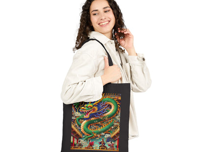 Tibetan Dragon Over Kabuki Duel Cotton Canvas Tote Bag