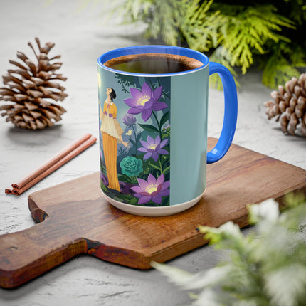 The Lady Of The Moonlit Garden Colorful Mugs – Art Deco Botanical Serenity