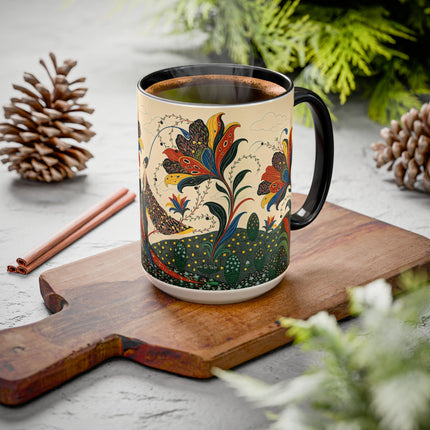 🌺🦋 The Enchanted Floral Voyage Colorful Mug – Art Deco Botanical Whimsy