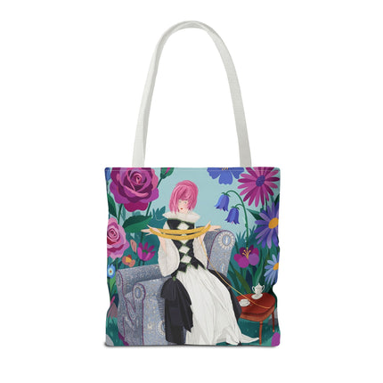 🌹🧶 The Lady Of The Golden Yarn Tote Bag – Art Deco Floral Elegance