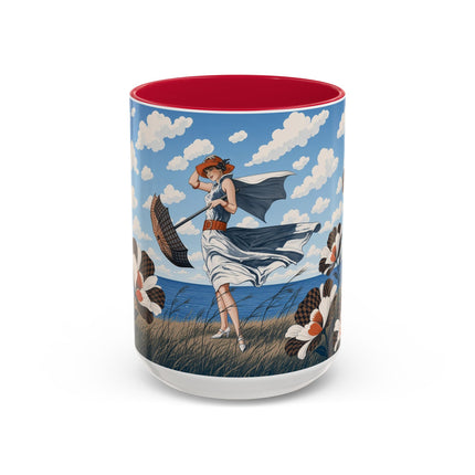 🌊🌼 The Windswept Seaside Promenade Colorful Mug – Art Deco Coastal Elegance