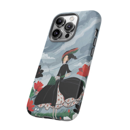 🌧️🌺 The Stormy Flower Walk Phone Case – Art Deco Floral Fashion