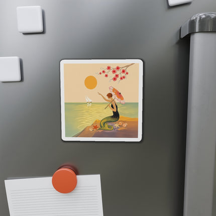 🧜‍♀️☂️ The Mermaid With The Parasol Die-Cut Magnets – Art Deco Seaside Fantasy