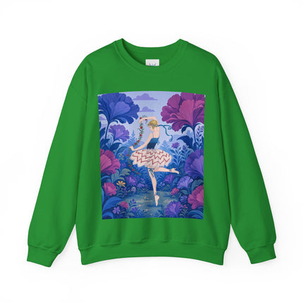 🌸🩰 The Enchanted Garden Ballet Crewneck Sweatshirt – Art Deco Floral Whimsy