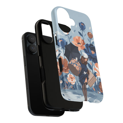 ☂️🌺 The Lady Of The Traveling Garden Phone Case – Art Deco Floral Adventure