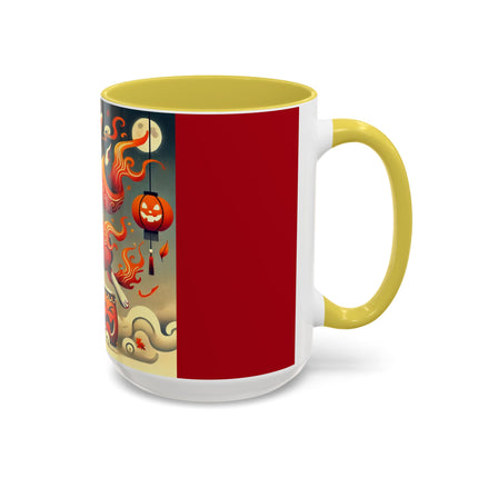 Jack-O’-Lantern Drums & The Kabuki Rabbit Colorful Mugs (11oz, 15oz)