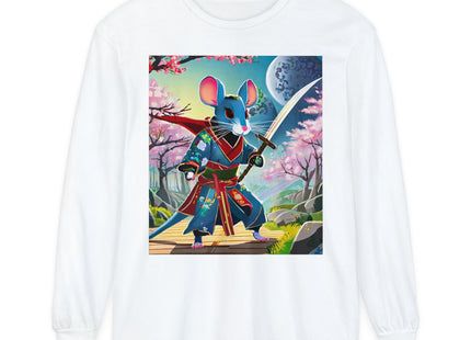 Cyber Samurai Rat Garment-dyed Long Sleeve T-Shirt