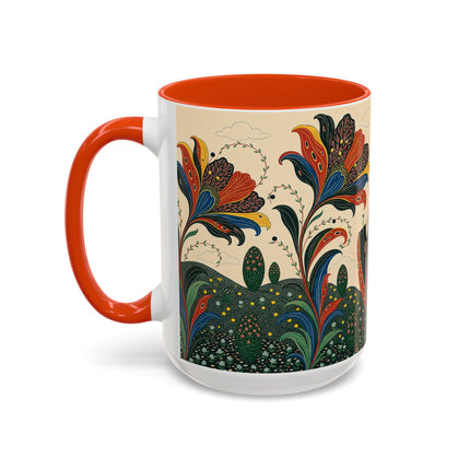 🌺🦋 The Enchanted Floral Voyage Colorful Mug – Art Deco Botanical Whimsy