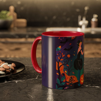 🐈‍⬛🎃 The Midnight Black Cat Masquerade Colorful Mug – Whimsical Halloween Elegance