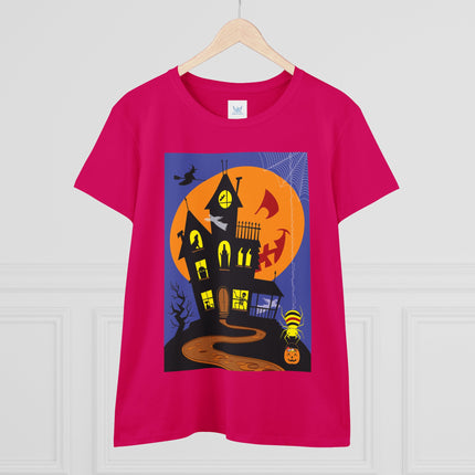 Halloween Night at the Haunted House Women's Midweight Cotton Tee