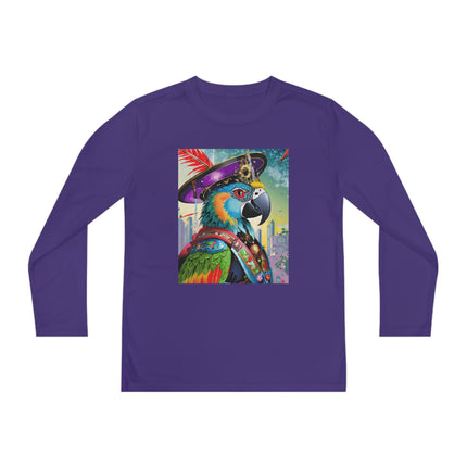 Tech Plumes Youth Long Sleeve Competitor Tee – Neon Wings & Cyberpunk Adventure