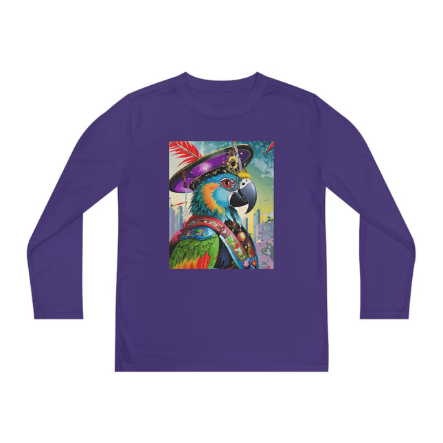 Tech Plumes Youth Long Sleeve Competitor Tee – Neon Wings & Cyberpunk Adventure
